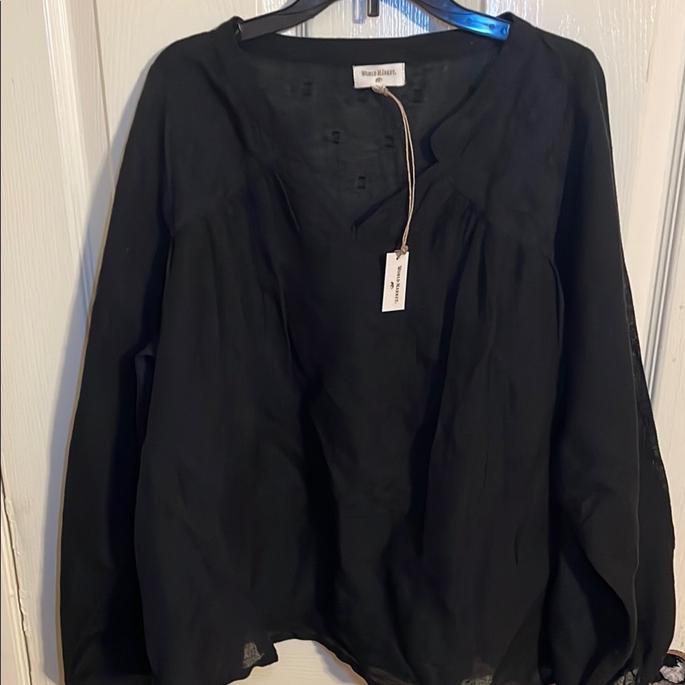 World market black linen top